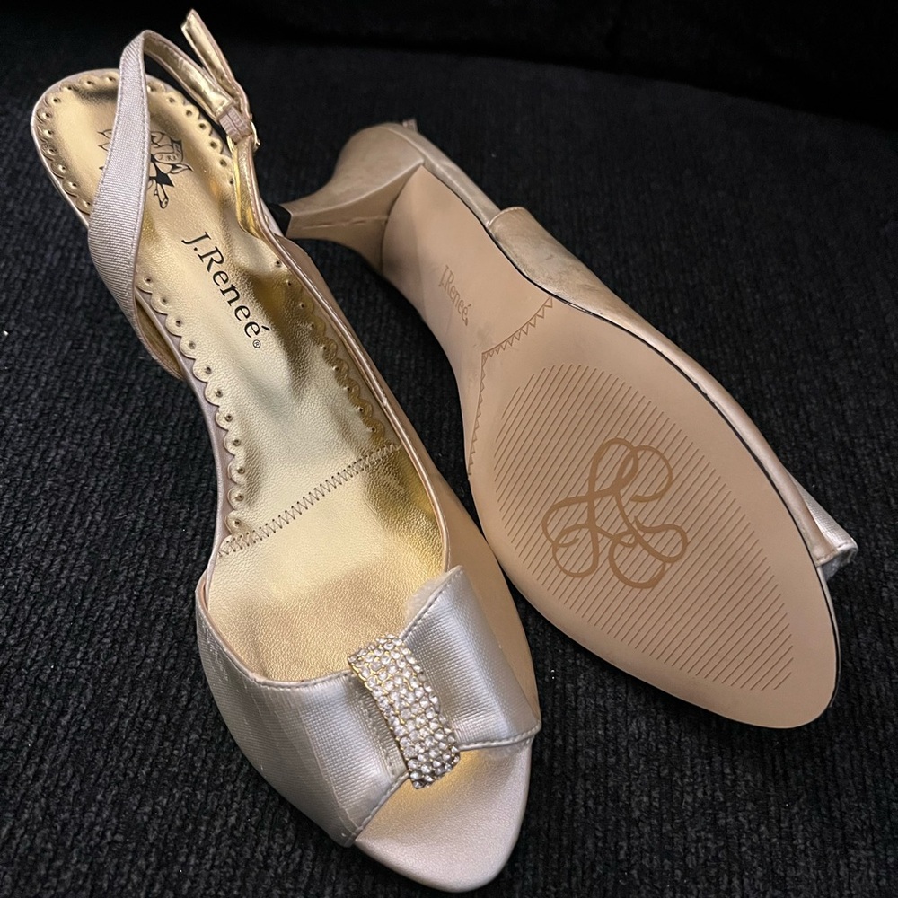 Gold, jeweled J Renee heels